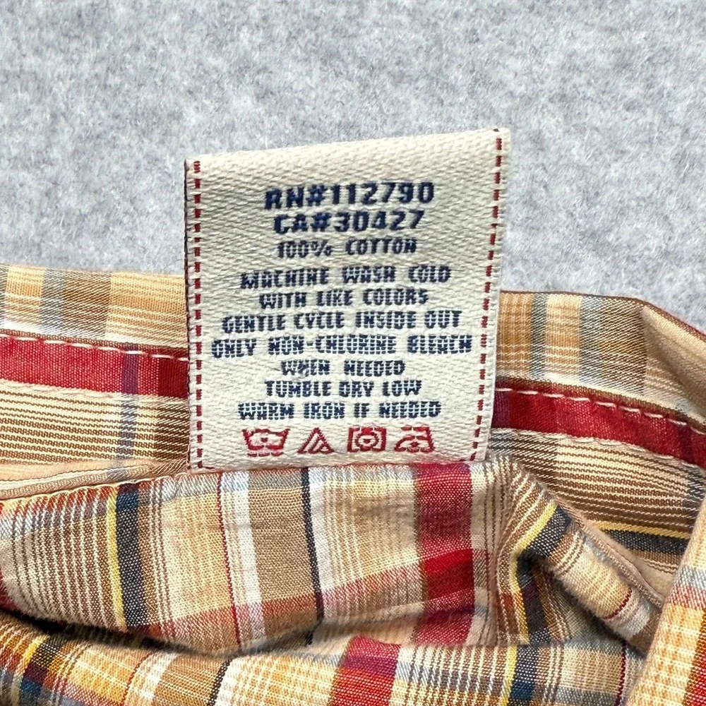 True Religion Mens 3XL Brown Red Plaid Pearl Snap Western Shirt ML4BG48MNT NWT